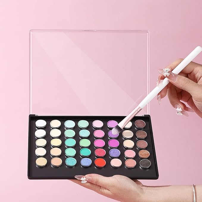 2PCS 9.25"x6.6" Large Empty Magnetic Makeup Palettes, Not Included Metal Sticker/Pans, XL Eyeshadow Pan Dispensing Storage Boxes, Compact & Portable Blush Lipstick Powder Palettes for DIY Cosmetics