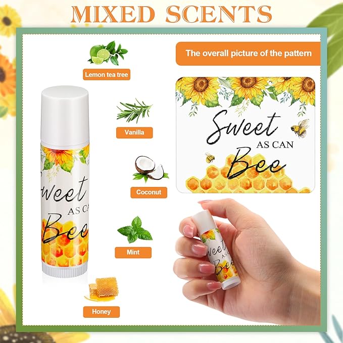 Fumete 50 Set Bee Favors Baby Shower Thank You Gifts Lip Balms for Guests Boys Girls Gender Reveal Favors for Baby Shower Bee Party Prizes Souvenirs Bags Stuffer Classroom Prizes