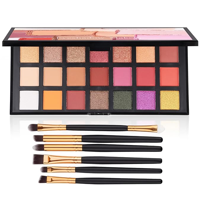 Matte Eyeshadow Palette, Nude Eyeshadow Palette Makeup Set, Matte Shimmer High Pigmented Blending Powder Velvet Texture Eye Shadow Kit