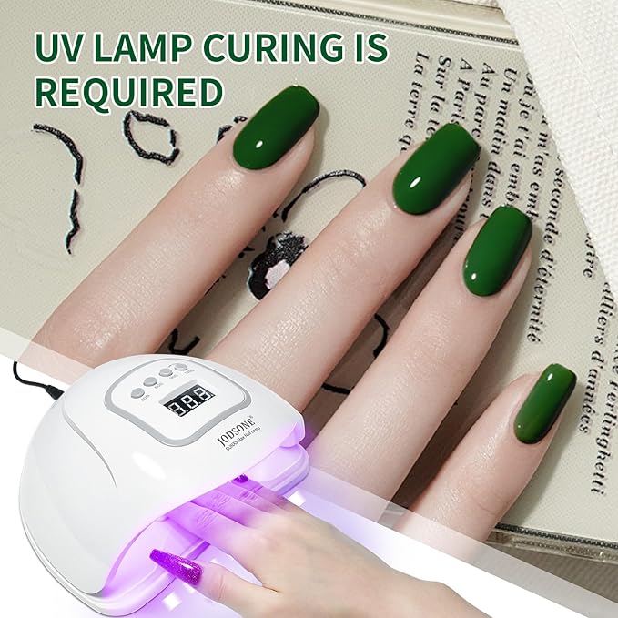 JODSONE 10ml Green Gel Nail Polish 6Pcs Gel Nail Polish Set All Seasons Neutral Soak off U V Lamp Manicure Set for Nail Art Collection St. Patrick's Day Gift for Her