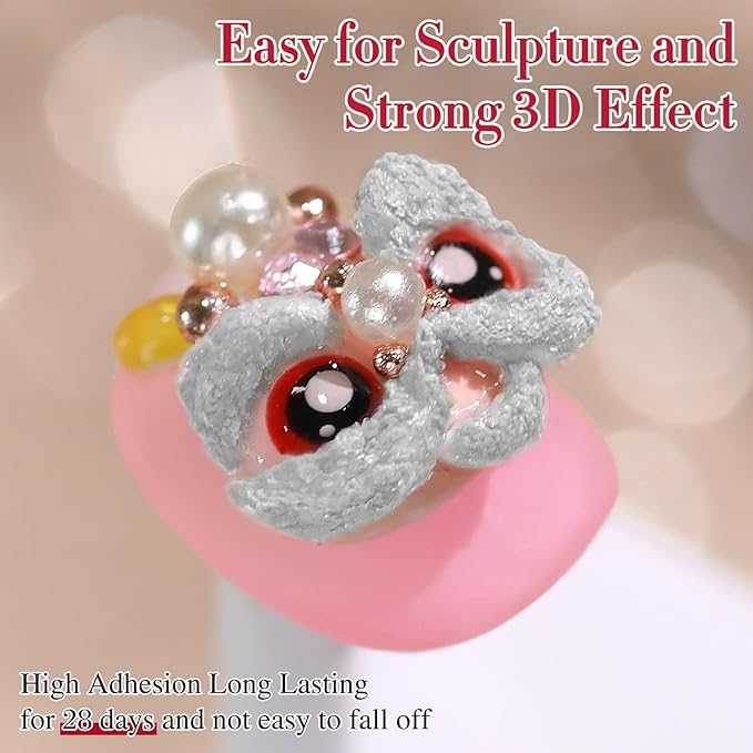 Double Rhythm 3D Nail Gel Solid Sculpting Gel for Nail Art Non-Sticky Hard Gel for Building Carving Molding Nail Extension Soak Off UV/LED Salon Home DIY 0.5 Oz (Gypsum Silver Gray)