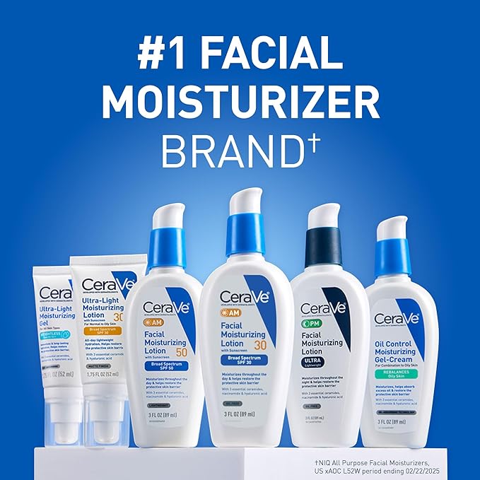 CeraVe Oil Control Moisturizing Gel-Cream, Face Moisturizer for Oily Skin, Niacinamide, Hyaluronic Acid & Oil Absorbing Technology To Rebalance Oily Skin, Non-Comedogenic, Fragrance Free & Oil-Free