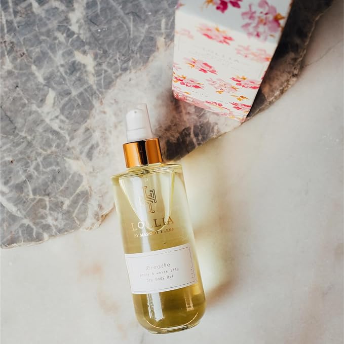 LOLLIA Breathe Dry Body Oil, 6.8 Fl. Oz. – Peony & White Lily – Women’s Scented, Moisturizing, Dry Body Oil for Women, For All Skin Types