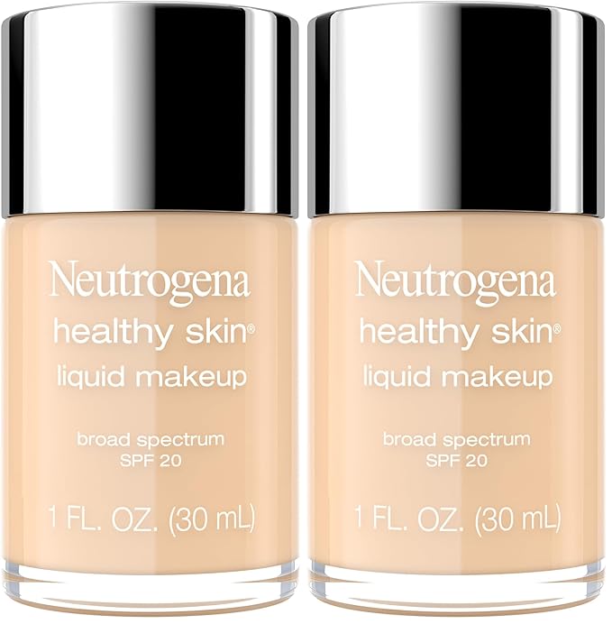Neutrogena Healthy Skin Liquid Makeup Foundation, Broad Spectrum SPF 20 Sunscreen, Lightweight & Flawless Coverage Foundation with Antioxidant Vitamin E & Feverfew, Natural Beige, 1 fl. oz (Pack of 2)