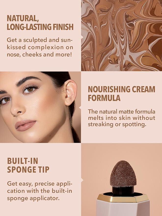 SHEGLAM Sun Sculpt Cool Toned Liquid Contour Stick Long Lasting Cream Bronzer Makeup - Camel Suede