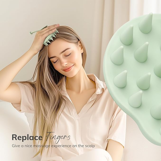 Sndyi Silicone Scalp Massager Hair Growth, Scalp Scrubber with Soft Silicone Bristles, Scalp Exfoliator for Dandruff Removal, Large Size Shampoo Brush, Wet Dry Scalp Brush for Long Thick Curly Hair