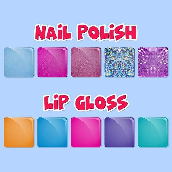 Disney Wish Sparkly Cosmetic Makeup Set for Girls with Lip Gloss Nail Polish Nail Stickers - 11 Pcs | Perfect for Parties Sleepovers Makeovers | Birthday Gift for Girls 3+ by Townley Girl