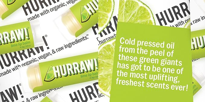 Hurraw! Lime Lip Balm, 3 Pack: Organic, Certified Vegan, Cruelty and Gluten Free. Non-GMO, 100% Natural Ingredients. Bee, Shea, Soy and Palm Free. Made in USA