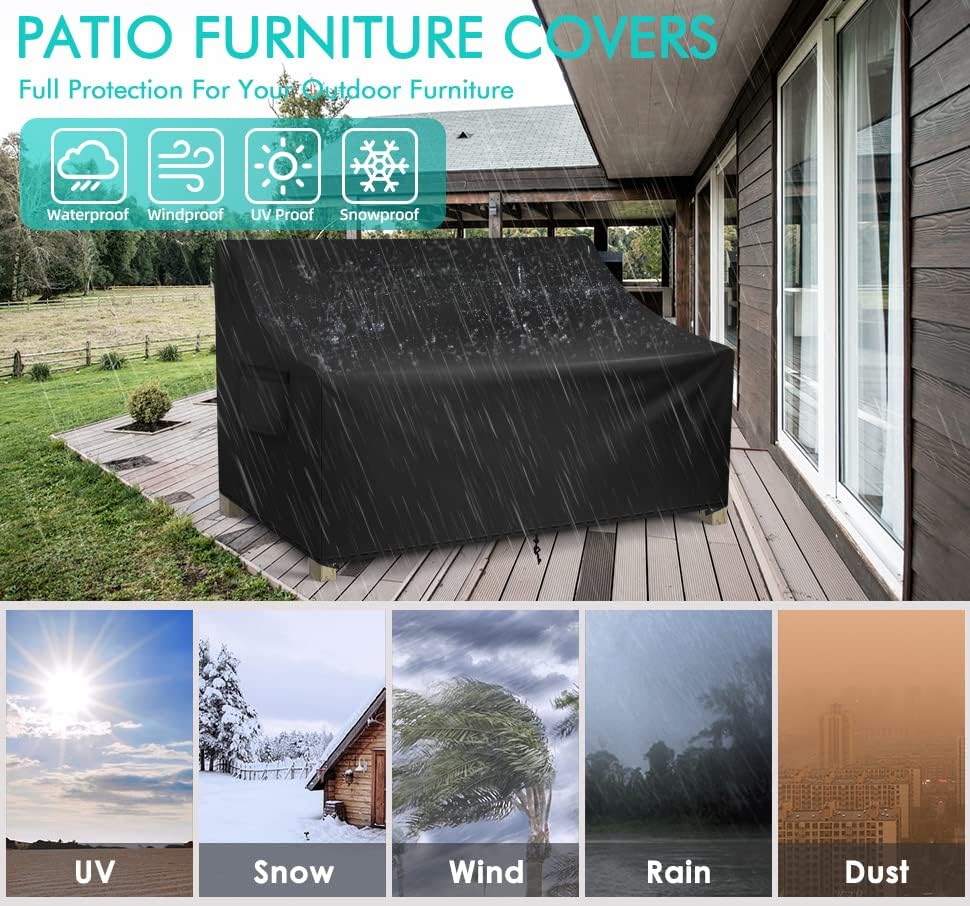 WLEAFJ Patio Sofa Cover Waterproof, Outdoor Loveseat Cover, Heavy Duty Deep - Image 5