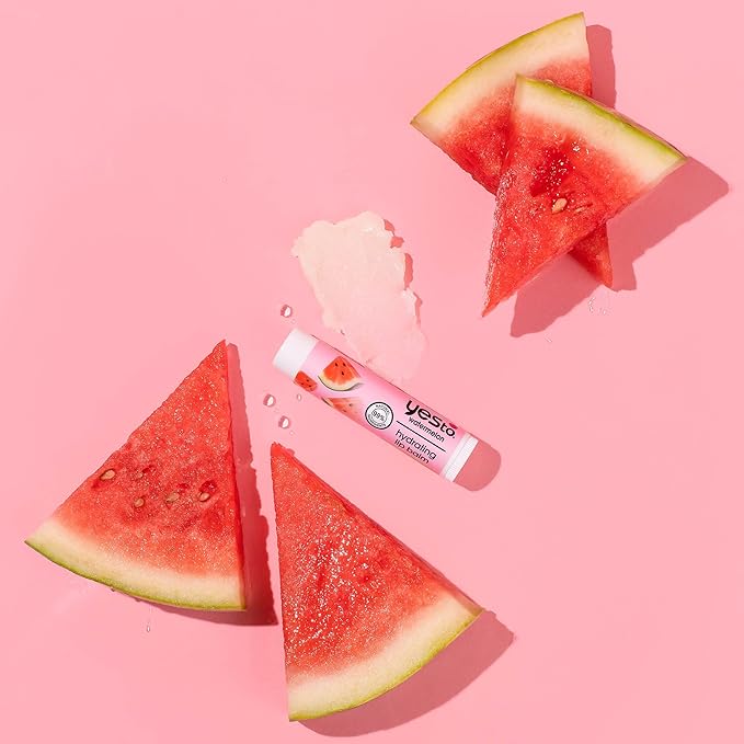 Yes To Watermelon Hydrating Lip Balm, Refreshing Non-Sticky Formula That Restores Dry Cracked Lips & Locks In Moisture, With Apricot Kernel Oil & Antioxidants, Natural & Cruelty Free, 0.15 Oz, 3-Pack