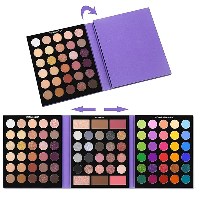 UCANBE 86 Colors Nude Eyeshadow Palette with 15pcs Makeup Brushes Set, Matte Glitter Long Lasting Highly Pigmented Waterproof Colorful Eye Shadow Contour Blush Powder Highlighter All in One