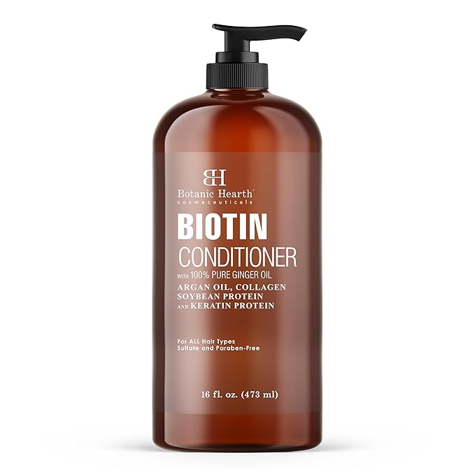 Botanic Hearth Biotin Conditioner With Ginger Oil & Keratin | For Hair Growth |With Turmeric Extract, Argan Oil, Tea Tree Oil & Vitamin E | Sulphate & Paraben Free | 16 Fl Oz