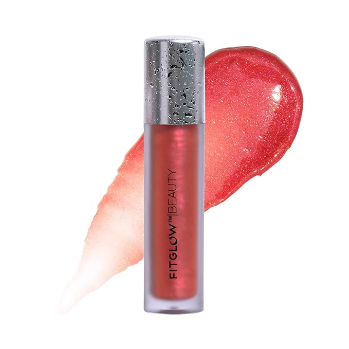 FITGLOW Beauty Lip Colour Serum | Hydrating Lip Gloss | Plumping Anti-Aging Lip Treatment | Natural Shine with Pomegranate Sterols & Collagen | Buildable Color for Dry Chapped Lips | Juice - 10g