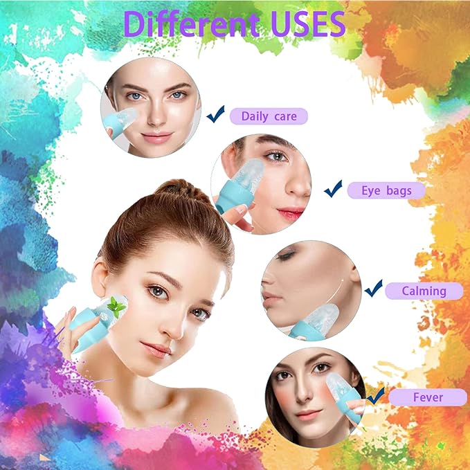 Ice Roller for Face and Eye, Ice face roller,Gua Sha Facial Tools, Facial ice roller, Skin Care Tools,Ice mold for face… (purple-eyes)