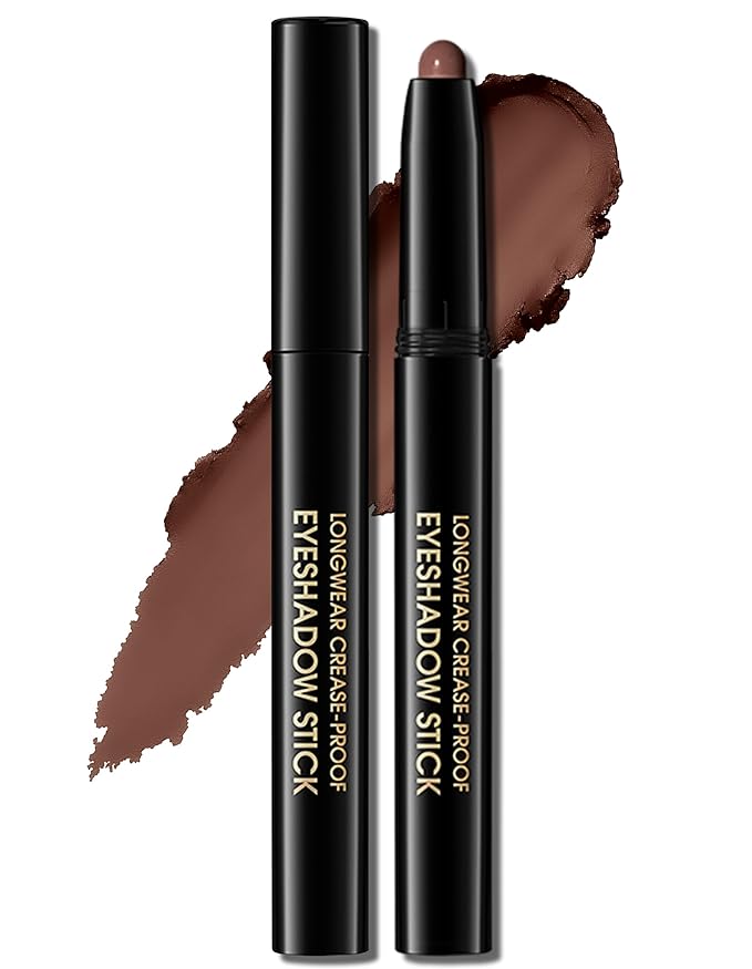 Erinde Waterproof Eyeshadow Stick, Cream Eye Shadow Stick, Long-Lasting, Crease-Proof, Cream to Powder Buildable & Blendable Eye Shadow Pencils Crayon, Vegan & Cruelty-Free, 02 Pecan