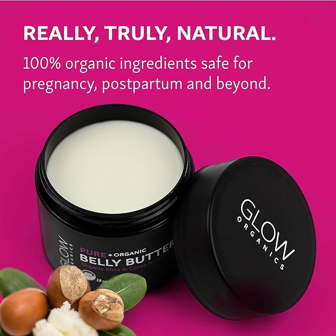 Belly Butter for Pregnancy, 100% Organic Stretch Mark Cream, Maternity Skincare for Itchy Skin & Scars, Safe Daily Ritual for Moms, 3.8oz