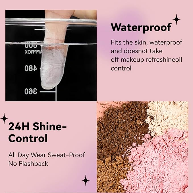 Loose Face Powder Glitter Setting Powder Matte Finishing Powder Shine,Long-lasting,Lightweight,Sets Foundation Makeup