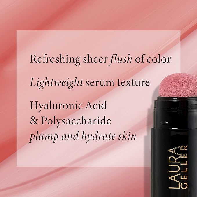 LAURA GELLER NEW YORK Serum Blush Tint, Lightweight Liquid Blush for Cheeks, Weightless Watercolor Sheer Finish, Poppy Peach
