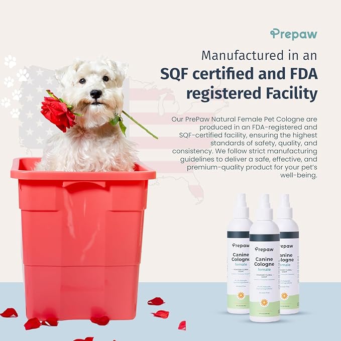 Natural Pet Cologne - Powdery Floral Scent, 3-in-1 Deodorizing, Conditioning & Moisturizing Spray for Dogs & Cats - Long Lasting. Daily Use, 8 fl oz (Female Pet)