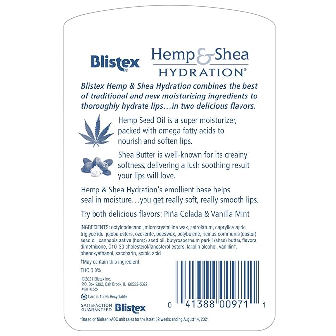 Blistex Hemp & Shea Hydration, 2 count