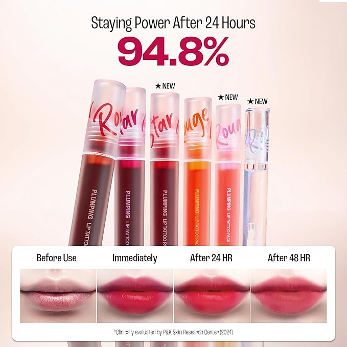 Rouge Star Plumping Lip Tattoo (0.17 oz) - 72-HR Long Lasting Waterproof Peel Off Lip Stain - Transfer-Proof, Non -Sticky Hydrating Matte Lip Tint Tattoo (Plum Berry)