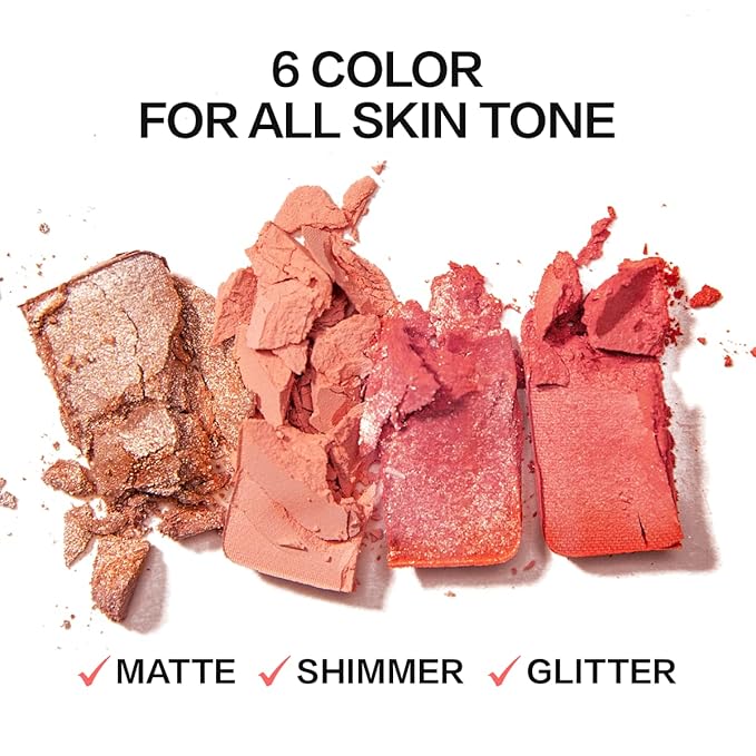 Face Blush, Powder Blush Makeup, Longlasting Highly Pigmented Face makeup, Smooth, Vegan & Cruelty Free, 1 Count, 06 PEACH