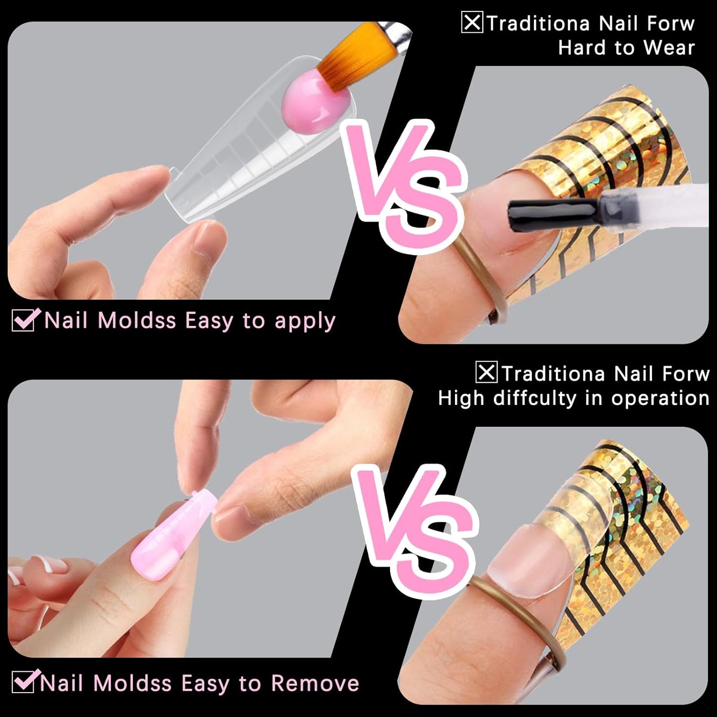 120 Pcs Poly Extension Gel Dual Nail Forms and Molds - Ballet Coffin Nail Forms Set for Gel Manicure DIY at Home