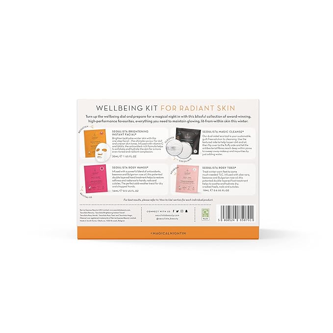 RADIANT Gifting Bundle | BRIGHTENING SHEET MASK | Rosy Toes - Foot Mask Instant Pedciure | Rosy Hands - Hand Mask Instant Manicure| Magic Cleanse™ Eco-friendly Cleansing Tool