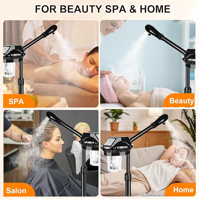 Professional Facial Steamer,vaporizador Facial Adjustable Height and Angle,More Steam, Hot Mist Facial Humidifier Atomizer for Spa Beauty, Home Use