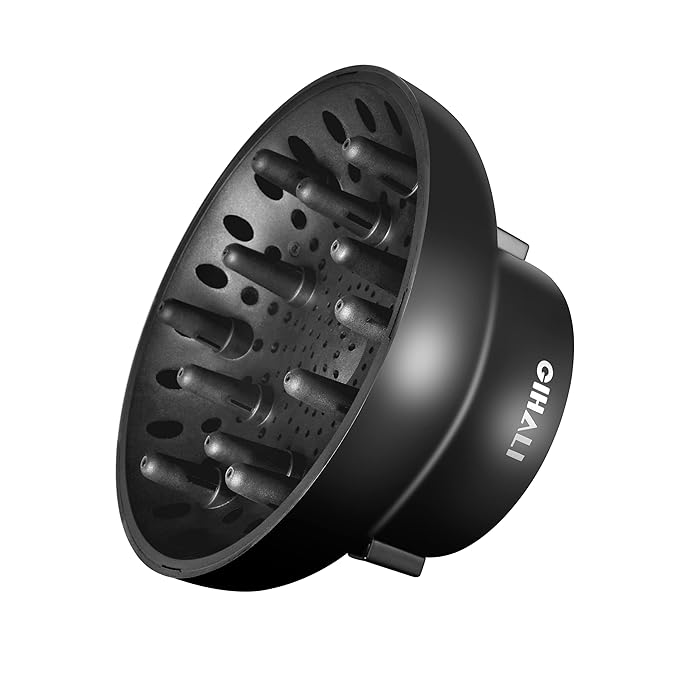 Universal Hair Diffuser “Super Sturdy” 1.7 Inch to 2.6 Inch for Natural Curly and Wavy Hair, Hair Dryer Attachment (Black Matte)