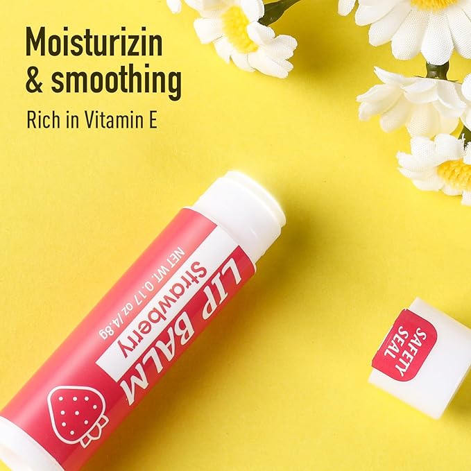 64 Pack Lip Balm, Natural Lip Balm Bulk with Vitamin E and Coconut Oil, Moisturizing Lip Balm for Dry Cracked Lips, Lip Balm for Stocking Stuffers - 8 Flavors