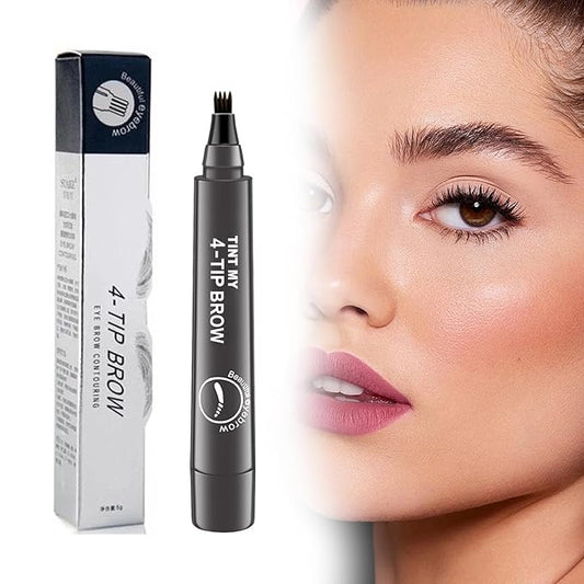 2025 Upgraded Magic Eyebrow Pencil for Women, Long-Lasting Ultra-Fine Tip Waterproof Eye Brow Pencils with 4 Fork, Smudge-Proof Natural Brow Makeup for Women - Gray Brown