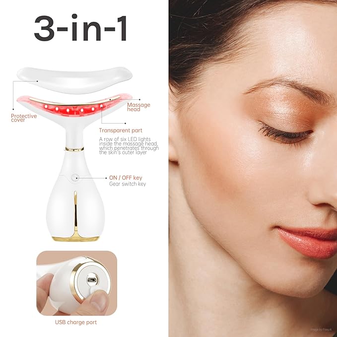 Ms.W Red Light Facial Massager, Face Massager Tool for Skin Care with LED, Thermal, and Vibration,Tightenings and Rejuvenation for Face and Neck