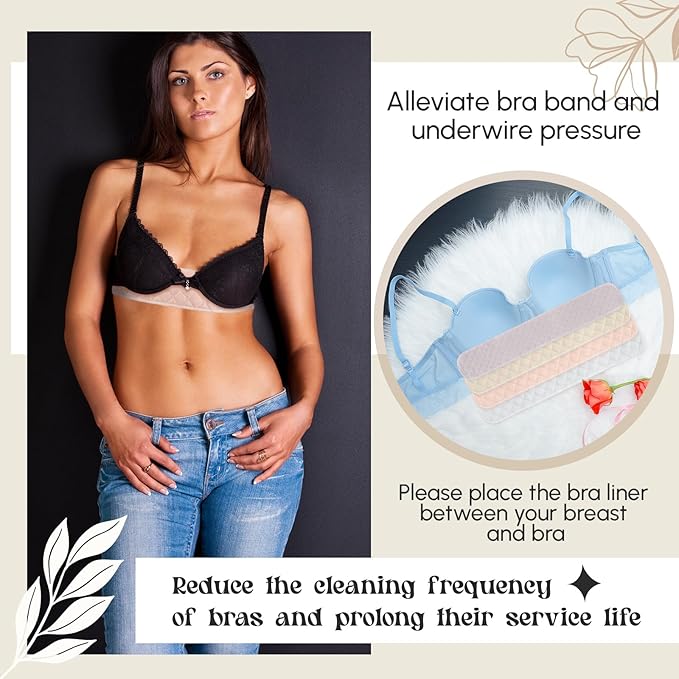 Toulite 10 Pcs Cotton Bra Liners 3 Layer Rectangle Under Bra Pads Sweat Liners for Women Sweating Supplies