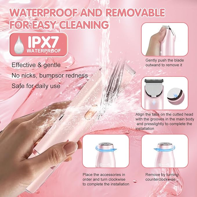 Dermave Bikini Shaver,Bikini Trimmer for Women,2025 Upgrade Dual Head Shaver Women,2 in 1 Wet & Dry Waterproof Electric Bikini Trimmer for Face, Body & Intimate Areas,Purple