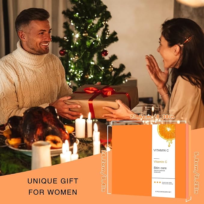 Vitamin C Daily Skin Care Set Daily Moisturizing & Nourishing Fresh Orange Essence Skin Care Set Vitamin Essence Six-piece Set