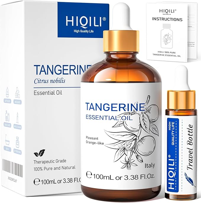 HIQILI 100ML Tangerine Essential Oil, Skin Care, Hair Care, Air Purification, Can be Added to Body Lotion, Shampoos, Diffusers Use - 3.38 Fl Oz