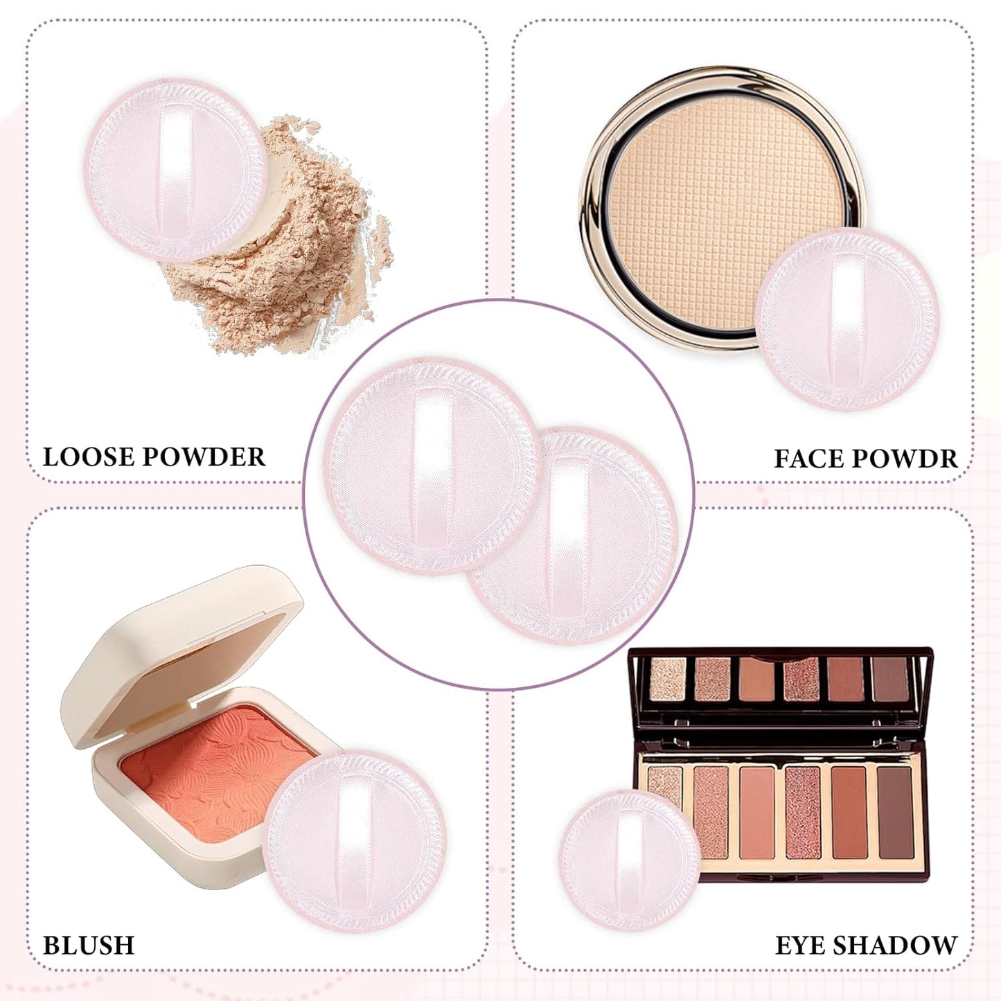 12 Pcs Makeup Powder Puff Cotton Powder Puffs for Face Powders Makeup Puffs for Powders Small Velour Puff Soft Pads Washable Face Compact for Loose Setting Pressed Powder(2.36 Inch Skin Color)