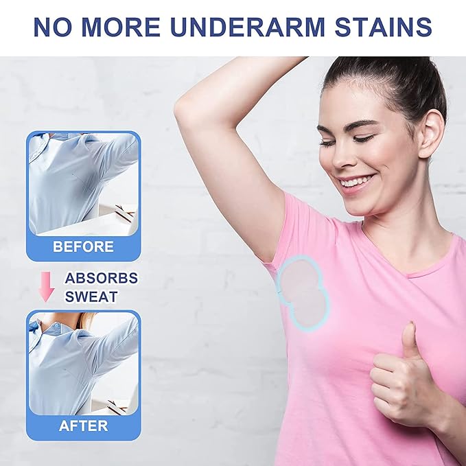Armpit Sweat Pads, XOTUUY Underarm Sweat Pads for Women and Men [100 Packs], Disposable Sweat Pads for Women Armpits, Comfortable Unflavored, Non Visible