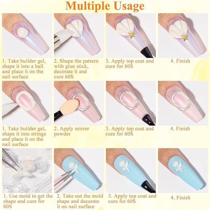 MIZHSE Solid Builder Gel, Milky White Sculpting Gel for Nail, Non-Sticky Hand 3D Nail Art Building Carving Modeling Hard Nail Extension Soak Off Nail Art Salon Manicure Home 15g