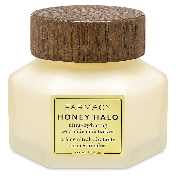 Farmacy Ceramide Face Moisturizer - Honey Halo Hydrating Facial Moisturizer for Dry Skin - Plumps, Soothes + Restores Skin with Potent Ceramides + Buckwheat Honey for a Dewy, Healthy Glow (100ml)