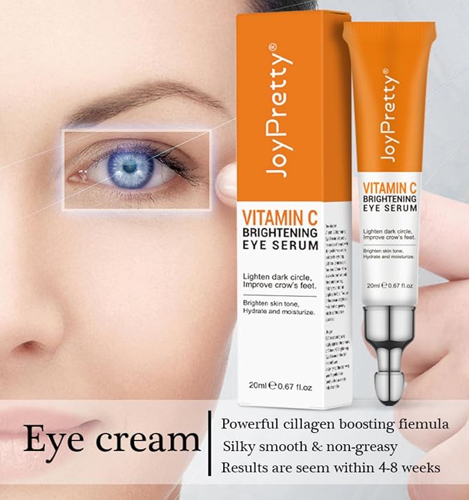 New JoyPretty Vitamin C Brightening Eye Serum,Eye cream,Anti Aging Serum with Vitamin C, Niacinamide and Hyaluronic Acid,Remove for Dark Circles Puffiness Under Eye Bags Fine Line Crow's Feet (2)
