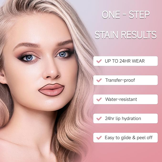 KISSIO Lip Liner Stain,Peel Off Lip Liner,Transfer Proof,Long Lasting and Waterproof,Lips Tint Tattoo,Natural Makeup Stain,Matte Finish,Coral red