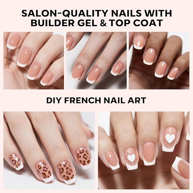 Modelones Gel Nail Kit, Press On Nails Kit with LED Light, 150 PCS Extra Short Pink Square, 15 Sizes French Tip Press on Nails, NailBoxie Pre-Colored Nail Tips for Easy DIY Nail Art