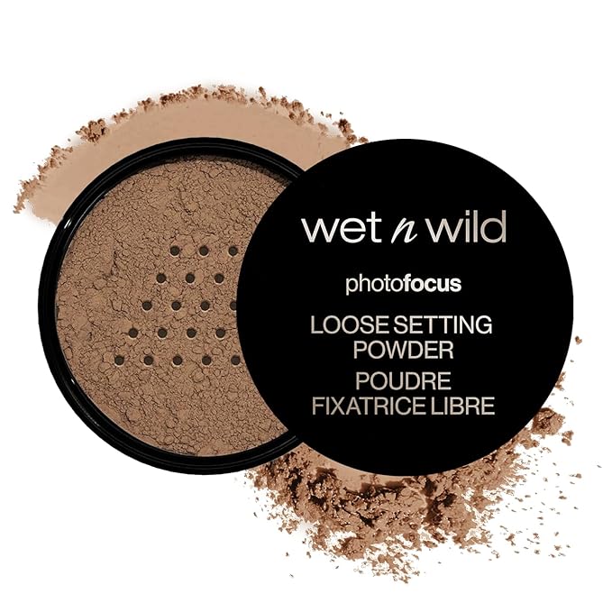 wet n wild Photo Focus Loose Baking Setting Powder, Highlighter Makeup, Medium-Deep to Deep Skin Tones, Deep