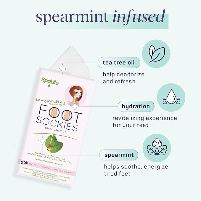 SpaLife Moisturizing Hand Gloves and Foot Sockies Bundle - 4 Hand Gloves & 4 Foot Sockies Set for Hydrating Dry, Cracked Hands and Feet - Repairing Skincare Mini Gift Set