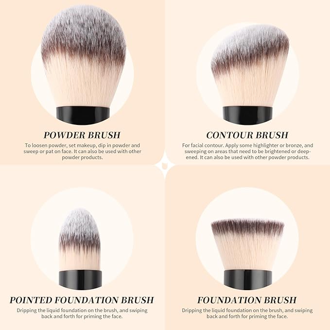 DUcare Makeup Brushes Duo End Foundation Contour Powder and Buffer Brush Bronzer Double Makeup Brush Set 2Pcs black