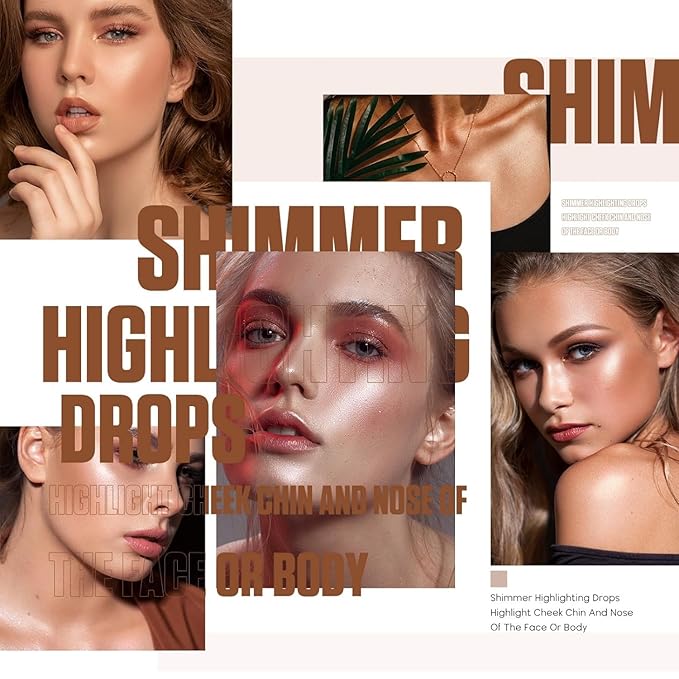 Shimmer Body Luminizer 5 Color Waterproof Smooth Face Body Glow Illuminator Non-sticky Liquid Body Highlight Illuminator for Face & Body & Leg (80 ML, 02 Gold)