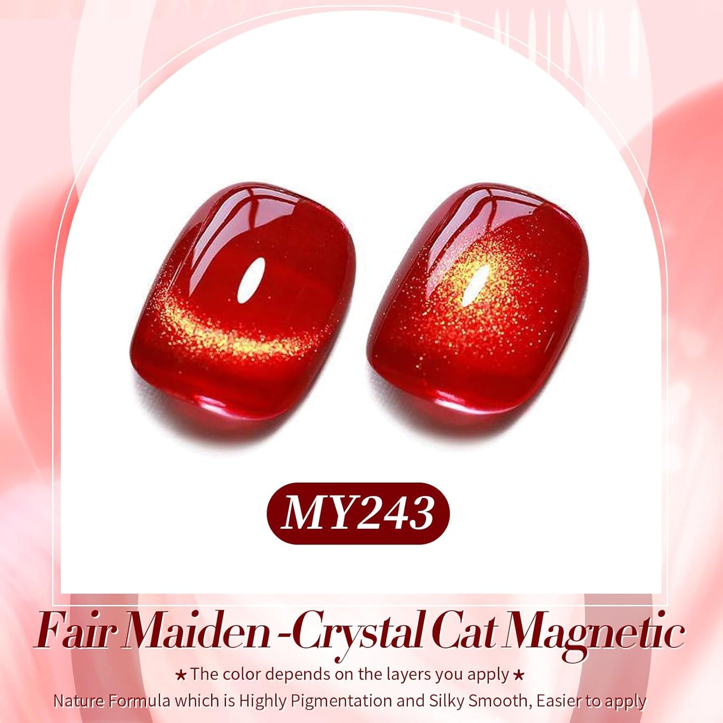 Born Pretty Cat Magnetic Eye Gel Nail Polish,Red Magnetic Gel Polish Fair Maiden Cat Magnetic Eye Gel Manicure Nail Art DIY 15ml