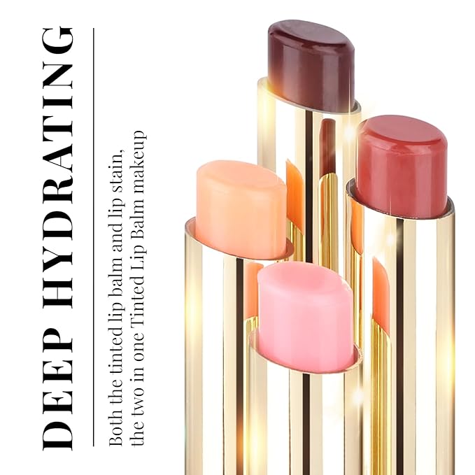 KYDA Tinted Lip Balm, Hydrating Sheer Formula Lip Balm, Natural Glossy Finish, Moisturizing Lip Care Balm for Dry Lips, Peach Candy